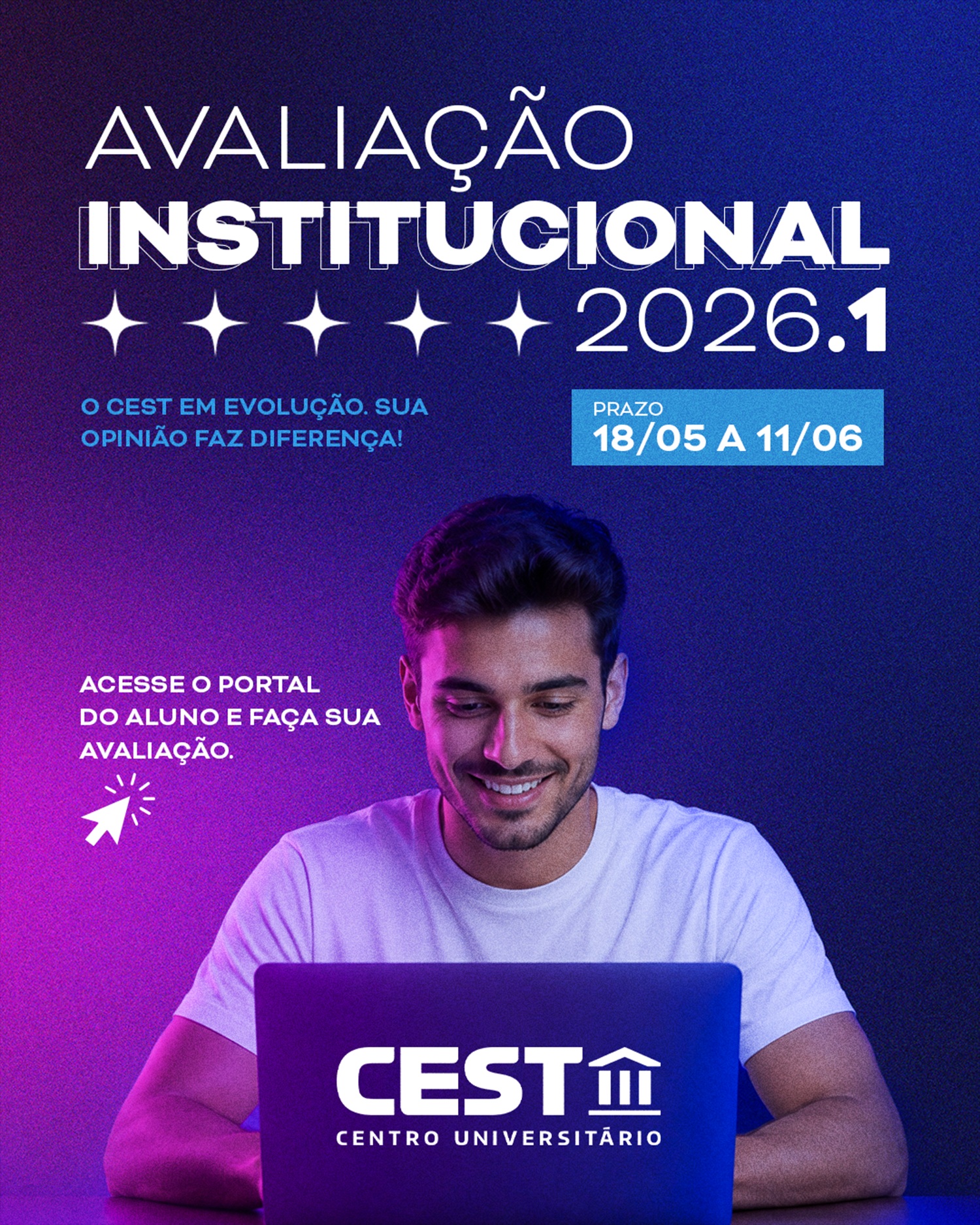 Avaliação Institucional 2026.1 já está disponível para os estudantes do ...